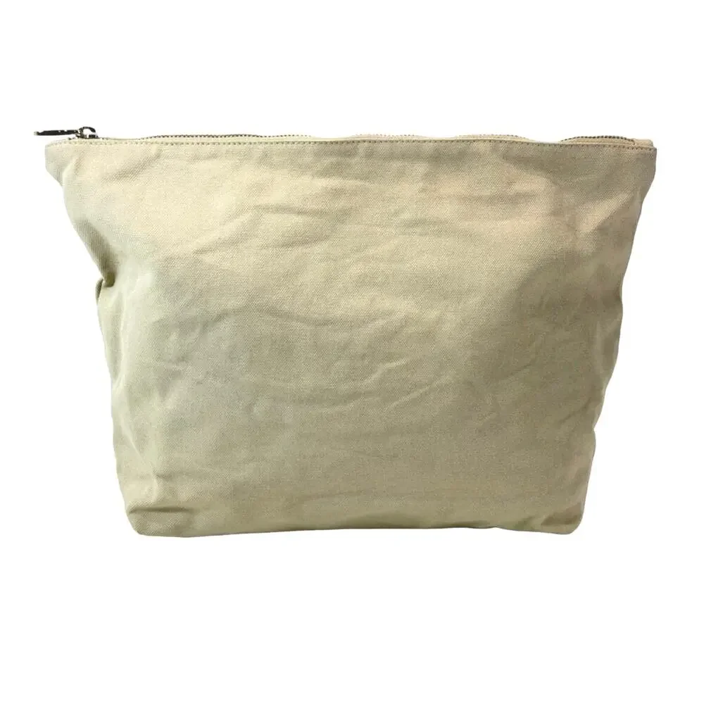 Red Valentino Cosmetic Case Beige Coated Canvas Zip Pouch Makeup Travel Clutch